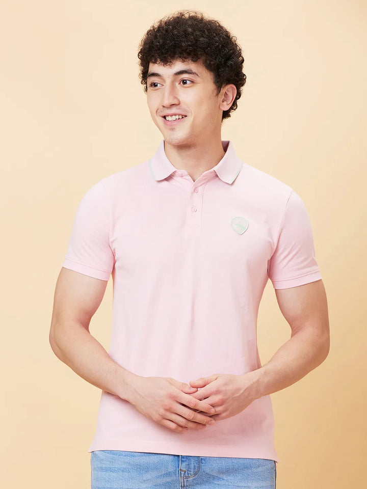 Pink Regular Fit Men's Polo T-Shirt