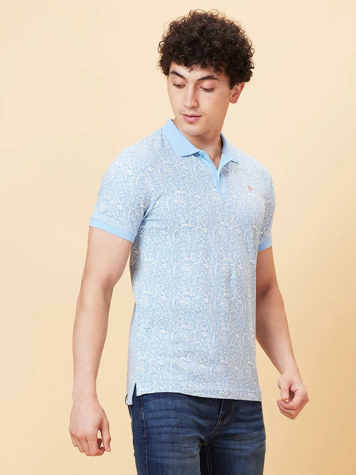 Light Blue Regular Fit Men's Polo T-shirt