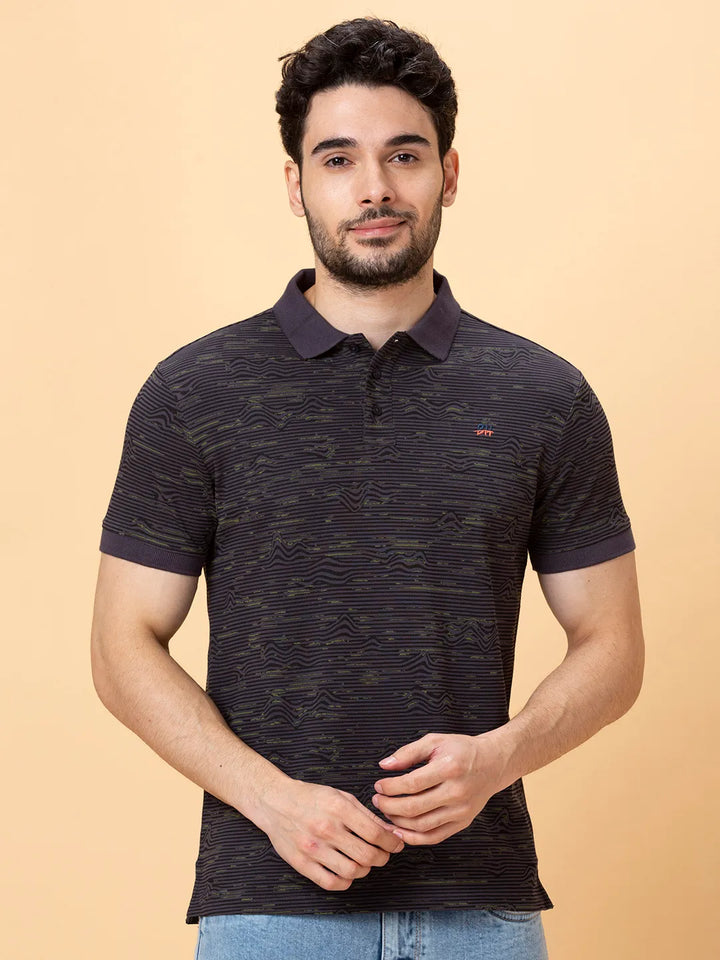 Grey Regular Fit Men's Polo T-shirt by Being Human Clothing
