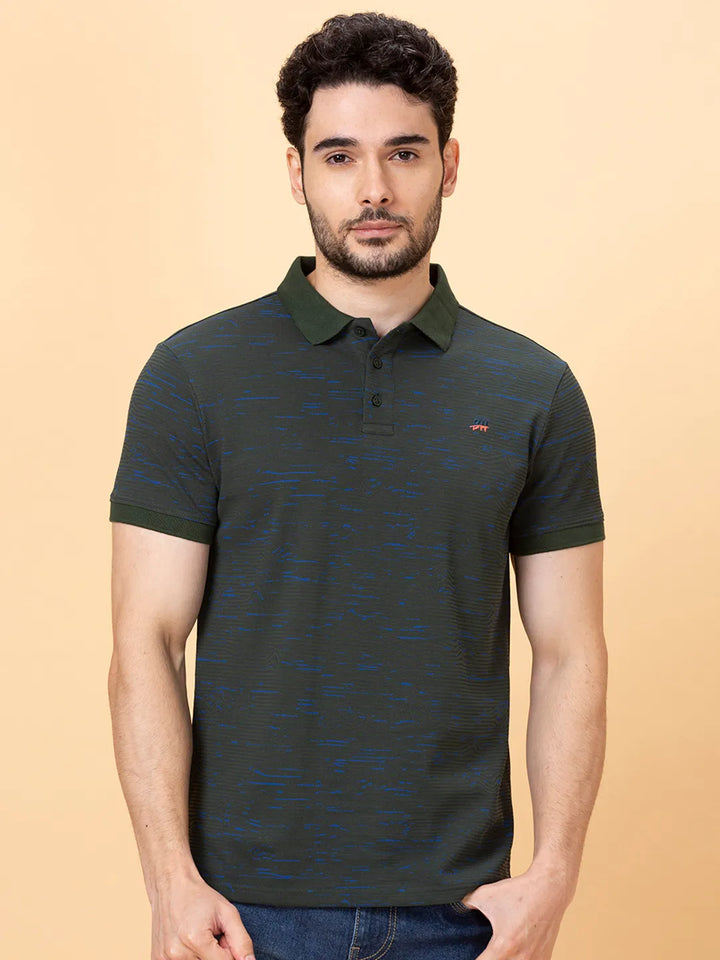 Forest Green Regular Fit Men's Polo T-shirt