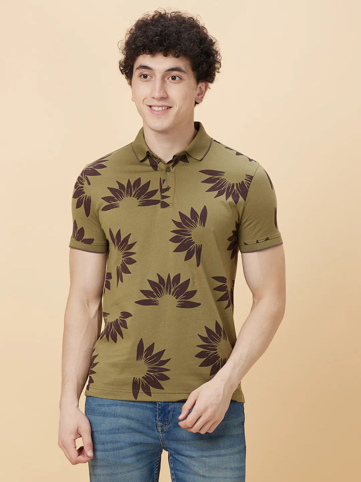 Green Regular Fit Men's Polo T-Shirt by Being Human Clothing