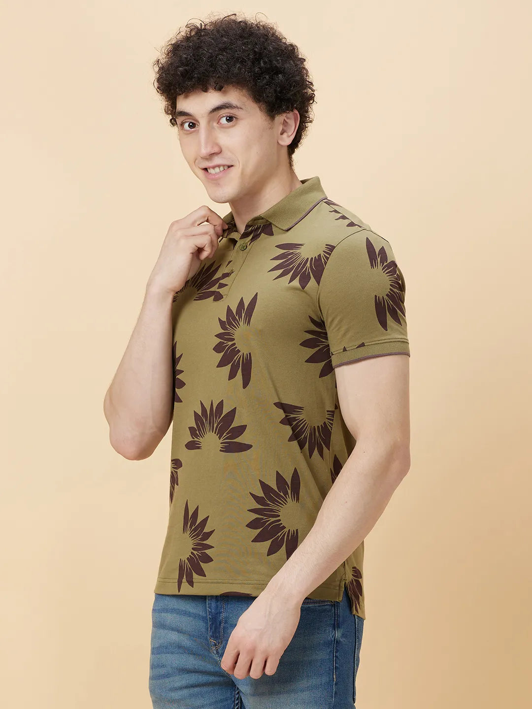 Green Regular Fit Men's Polo T-Shirt by Being Human Clothing