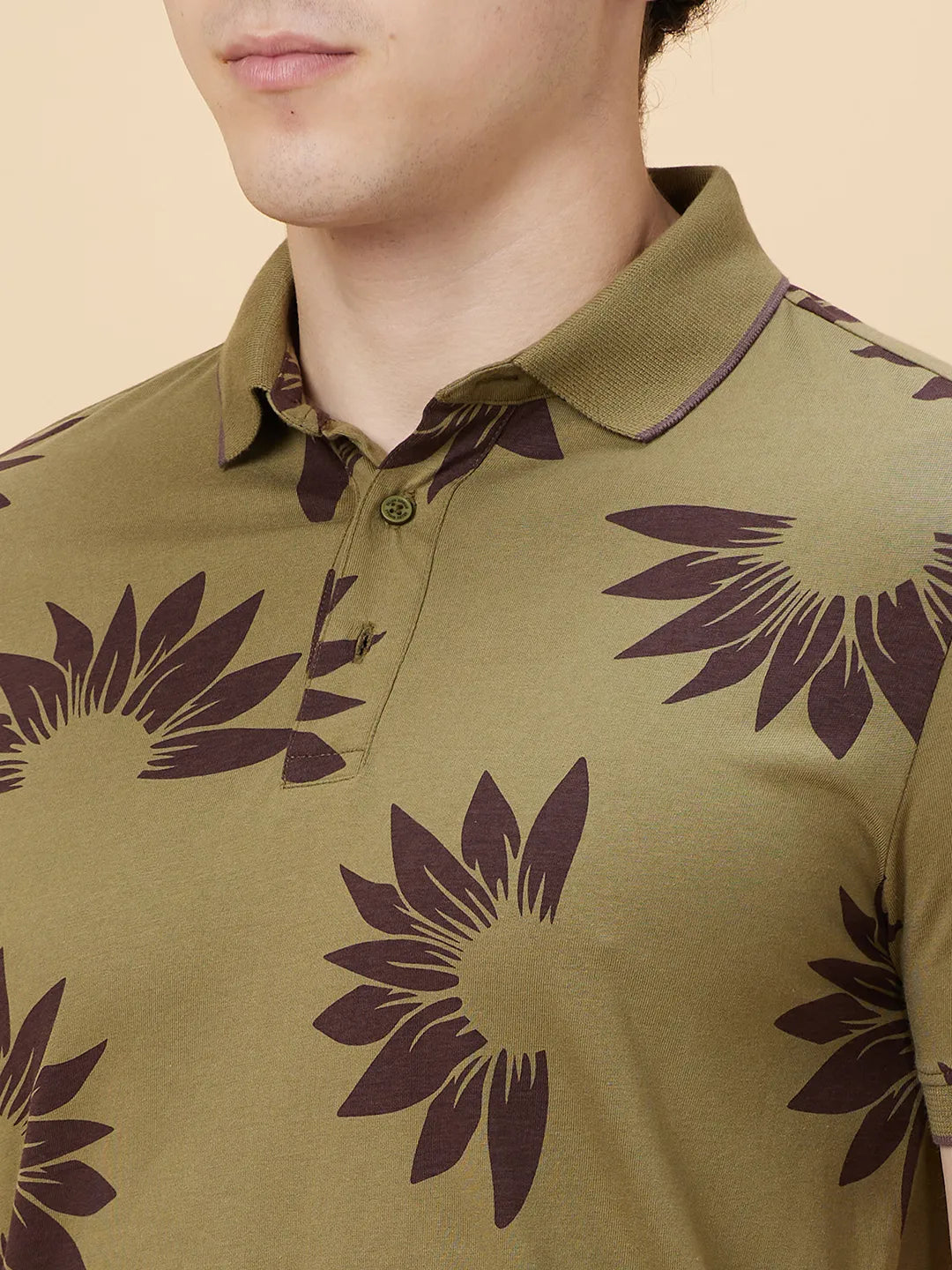 Green Regular Fit Men's Polo T-Shirt by Being Human Clothing