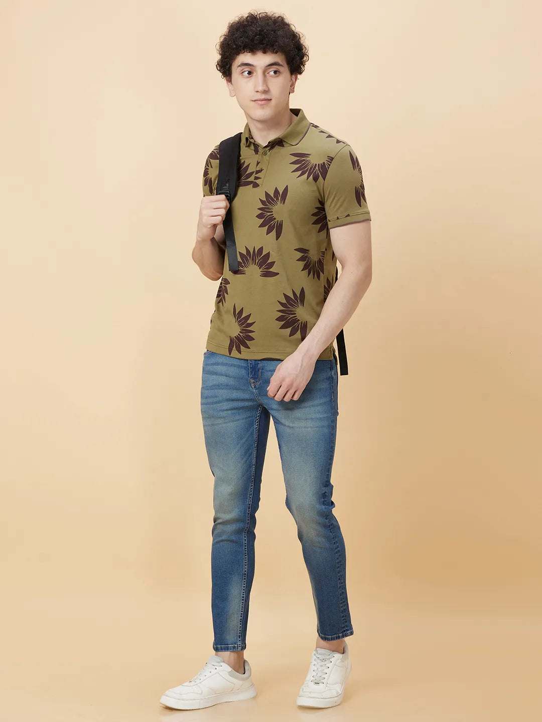 Green Regular Fit Men's Polo T-Shirt by Being Human Clothing