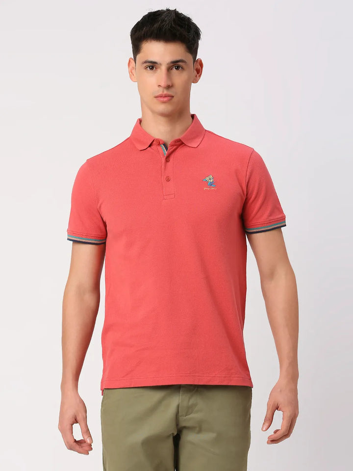 Red Regular Fit Men's Polo T-Shirt