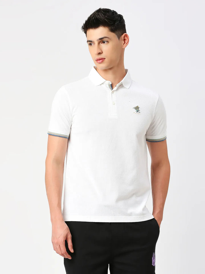White Regular Fit Men's Polo T-Shirt