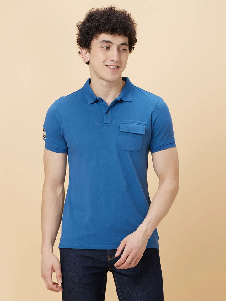 Midnight Blue Regular Fit Men's Polo T-shirt