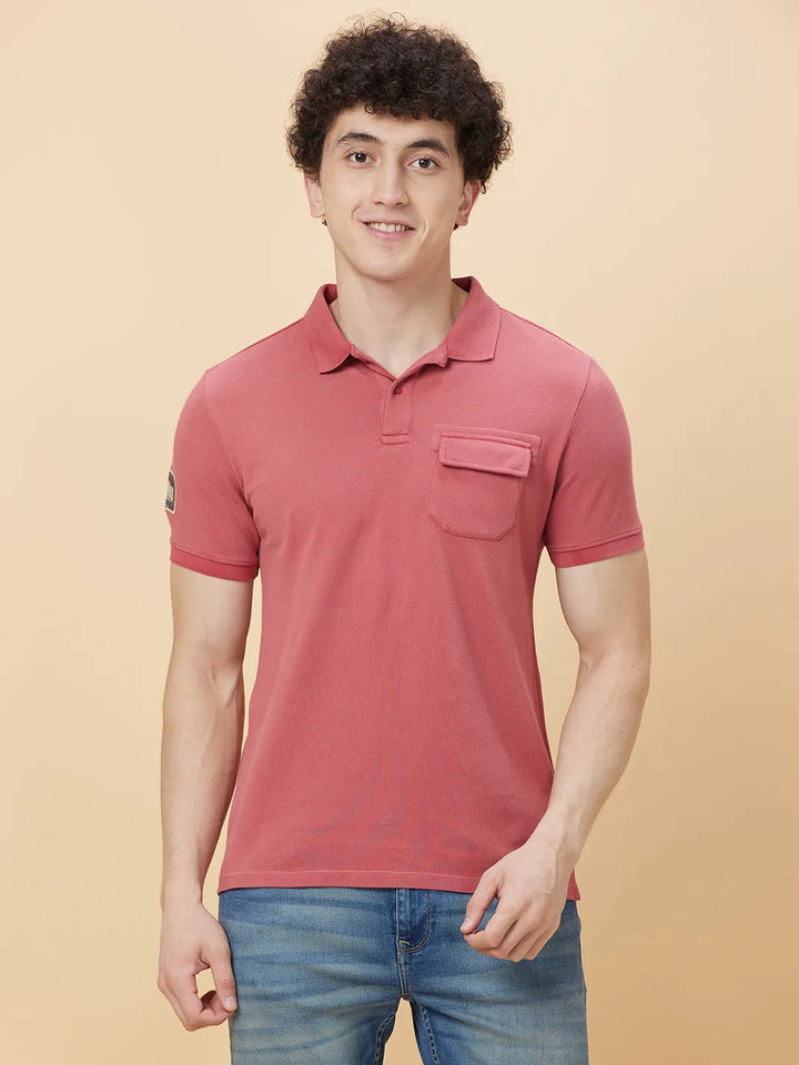 Red Regular Fit Men's Polo T-shirt