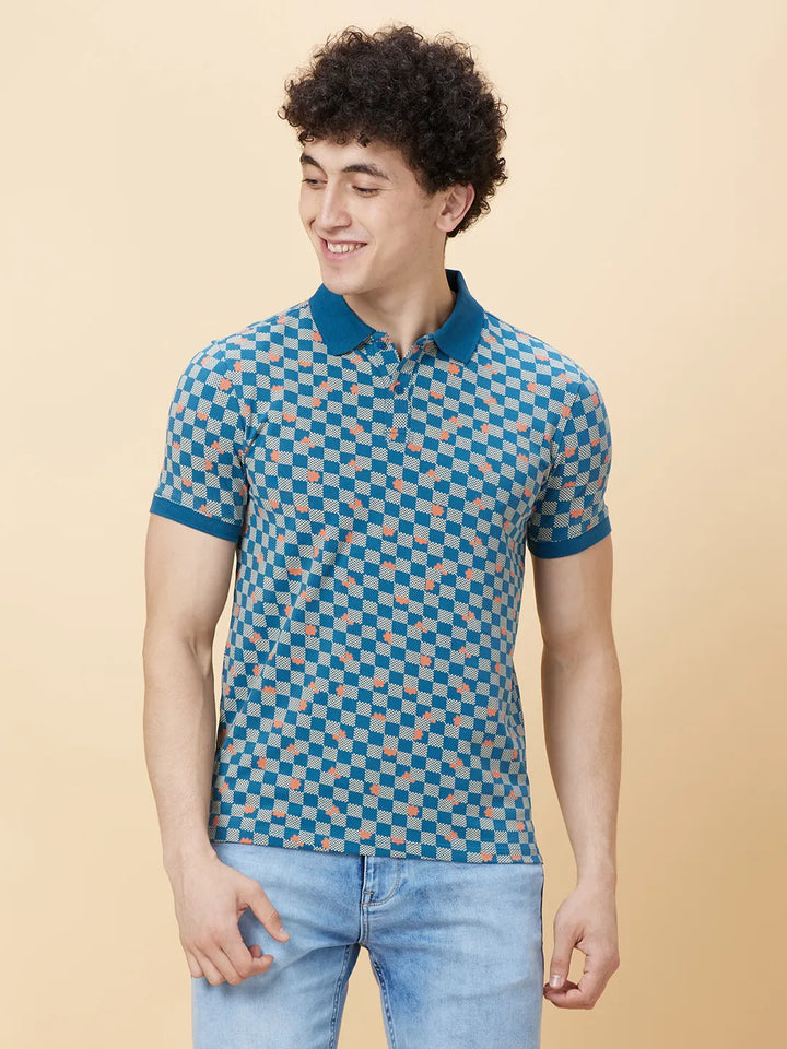 Blue Regular Fit Men's Polo T-Shirt