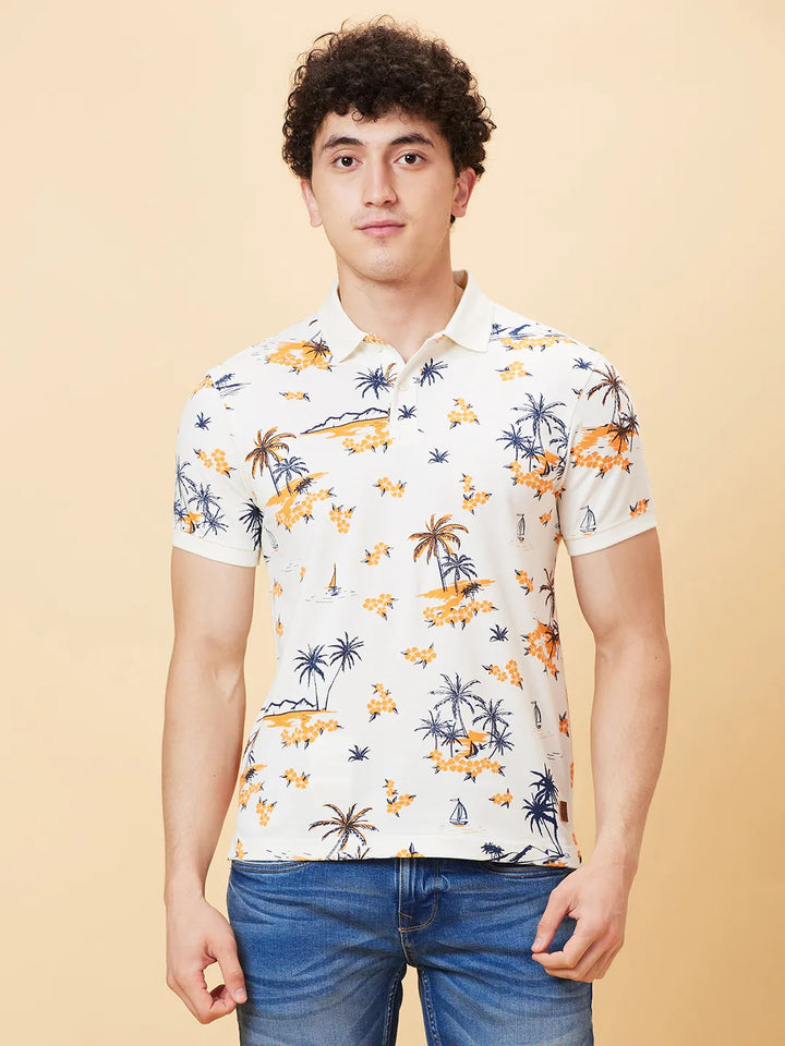 White Regular Fit Men's Polo T-Shirt