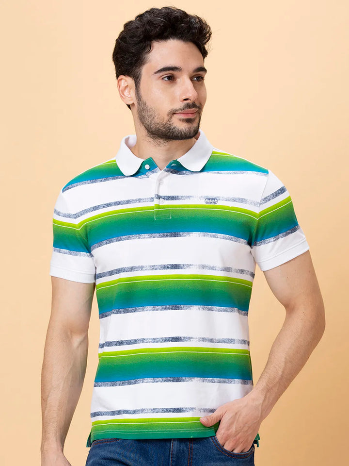 White Regular Fit Men's Polo T-shirt by Being Human Clothing