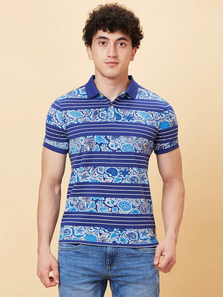 Midnight Blue Regular Fit Men's Polo T-shirt by Being Human Clothing