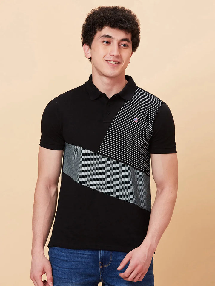 Black Regular Fit Men's Polo T-Shirt