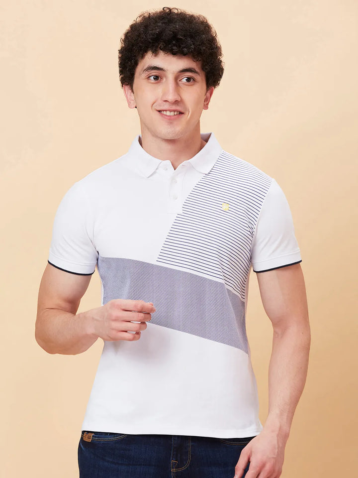 White Regular Fit Men's Polo T-Shirt by Being Human Clothing