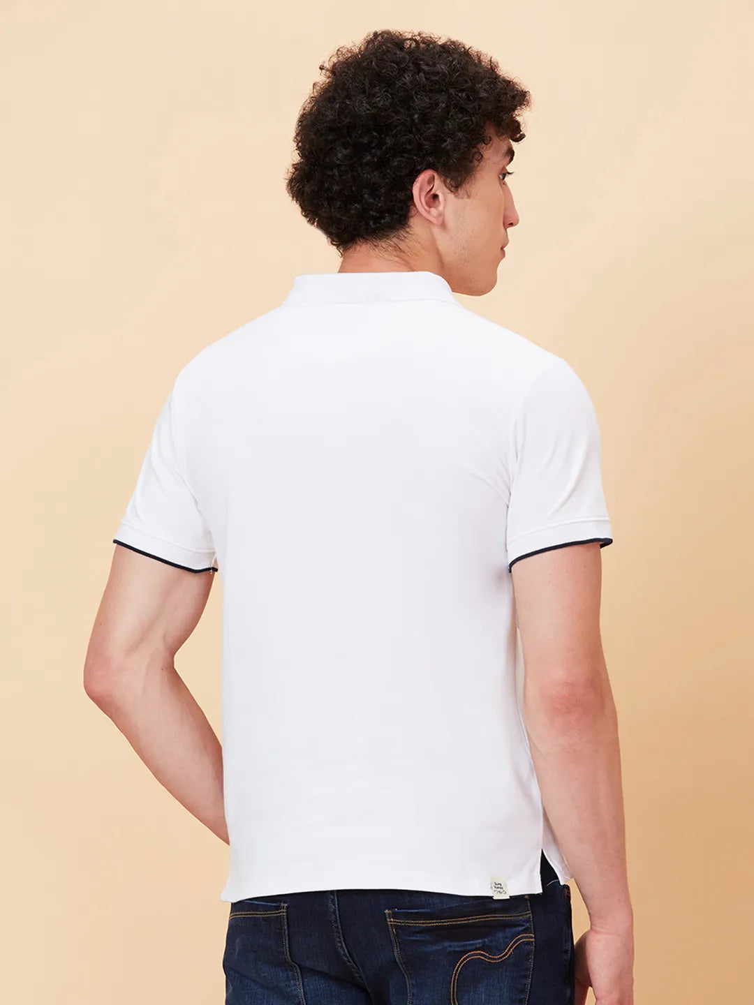 White Regular Fit Men's Polo T-Shirt by Being Human Clothing