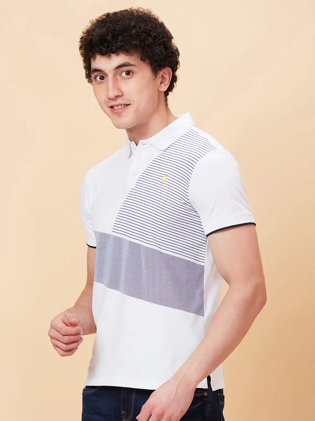 White Regular Fit Men's Polo T-Shirt by Being Human Clothing