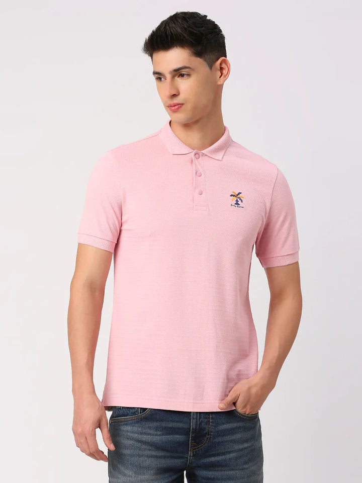 Pink Regular Fit Men's Polo T-Shirt
