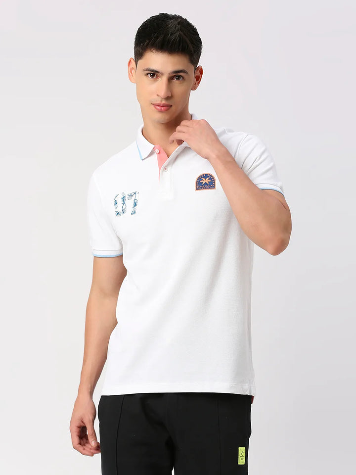 White Regular Fit Men's Polo T-Shirt