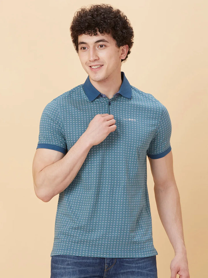 Blue Regular Fit Men's Polo T-Shirt by Being Human Clothing