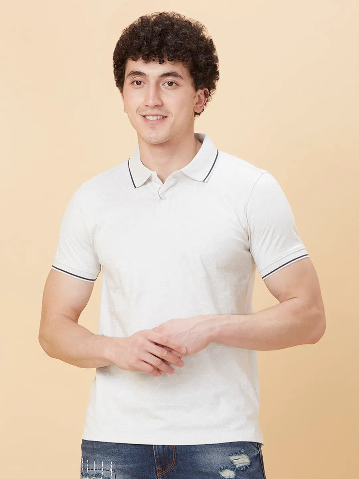 Light Grey Regular Fit Men's Polo T-shirt by Being Human Clothing