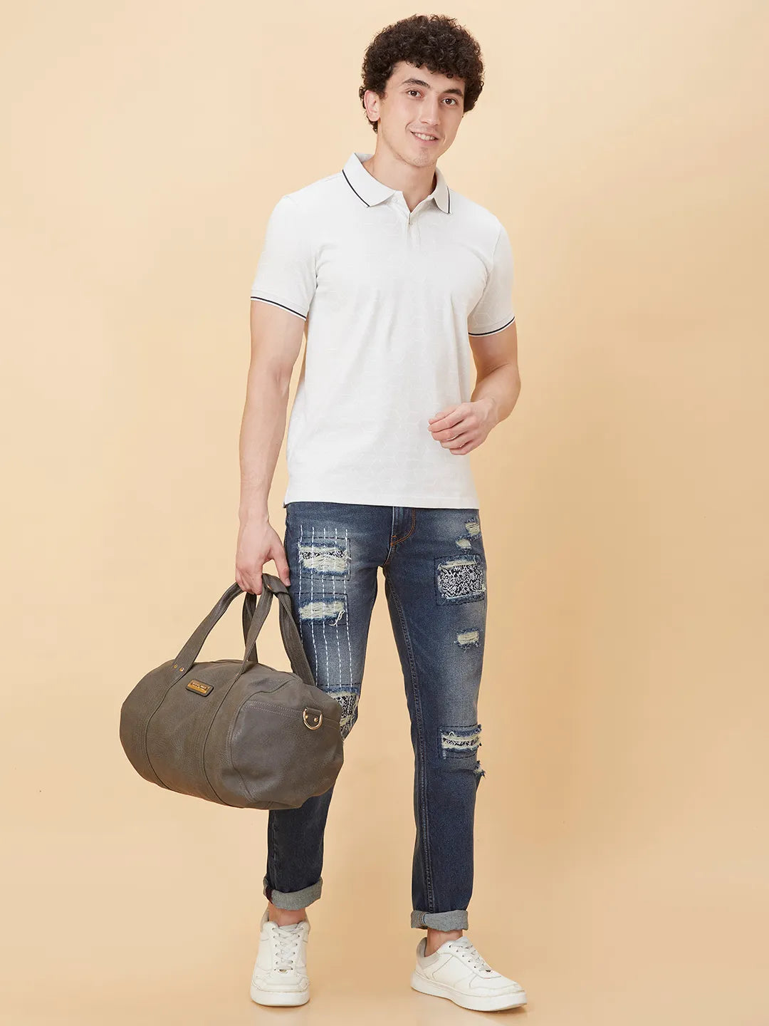 Being Human Clothing Men Regular Fit T-Shirts-Lt.Grey