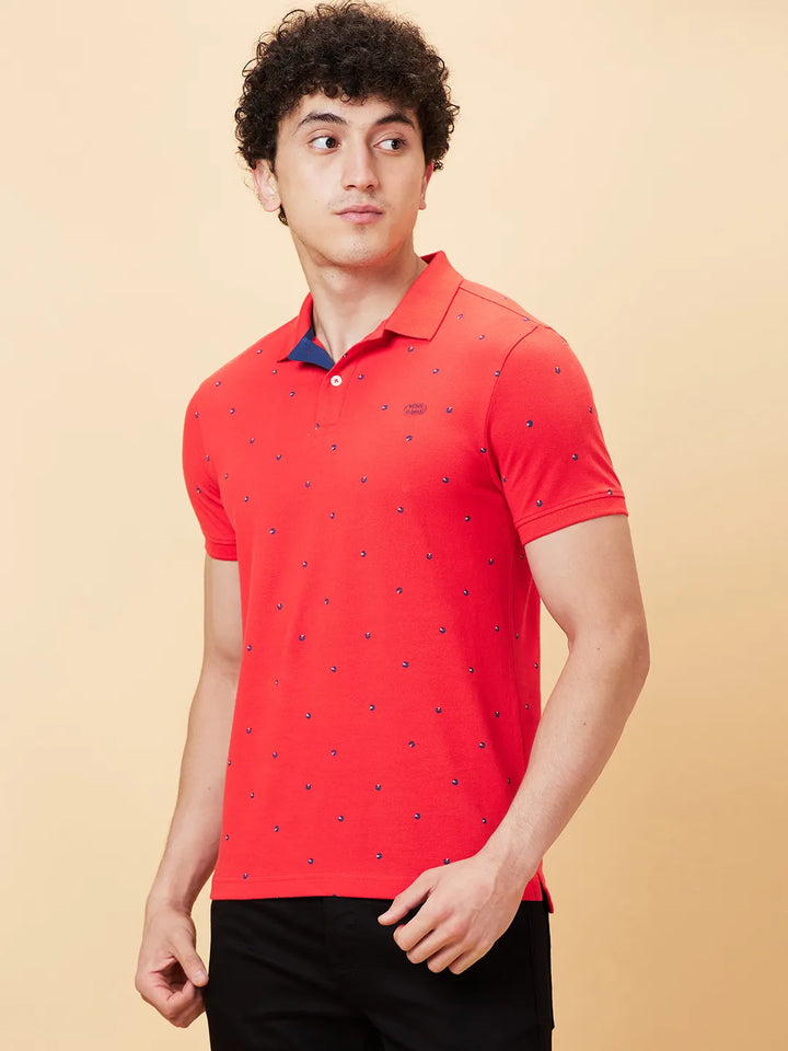 Red Regular Fit Men's Polo T-Shirt by Being Human Clothing