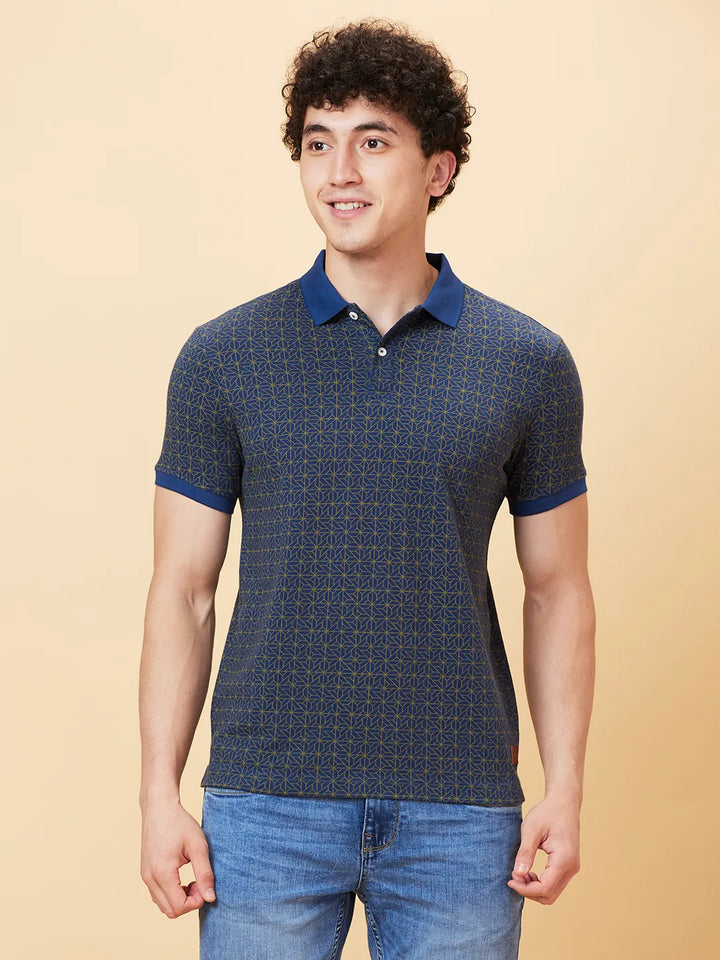 Navy Regular Fit Men's Polo T-shirt by Being Human Clothing