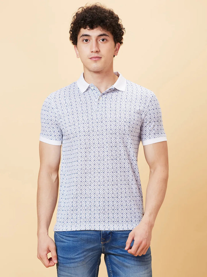 White Regular Fit Men's Polo T-shirt