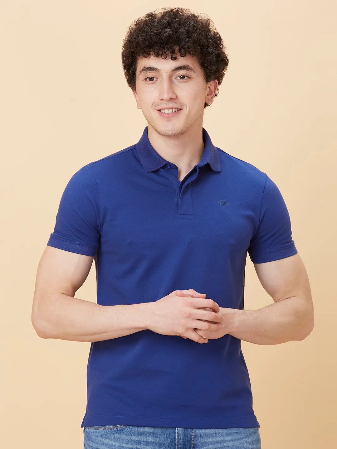 Blue Regular Fit Men's Polo T-Shirt by Being Human Clothing