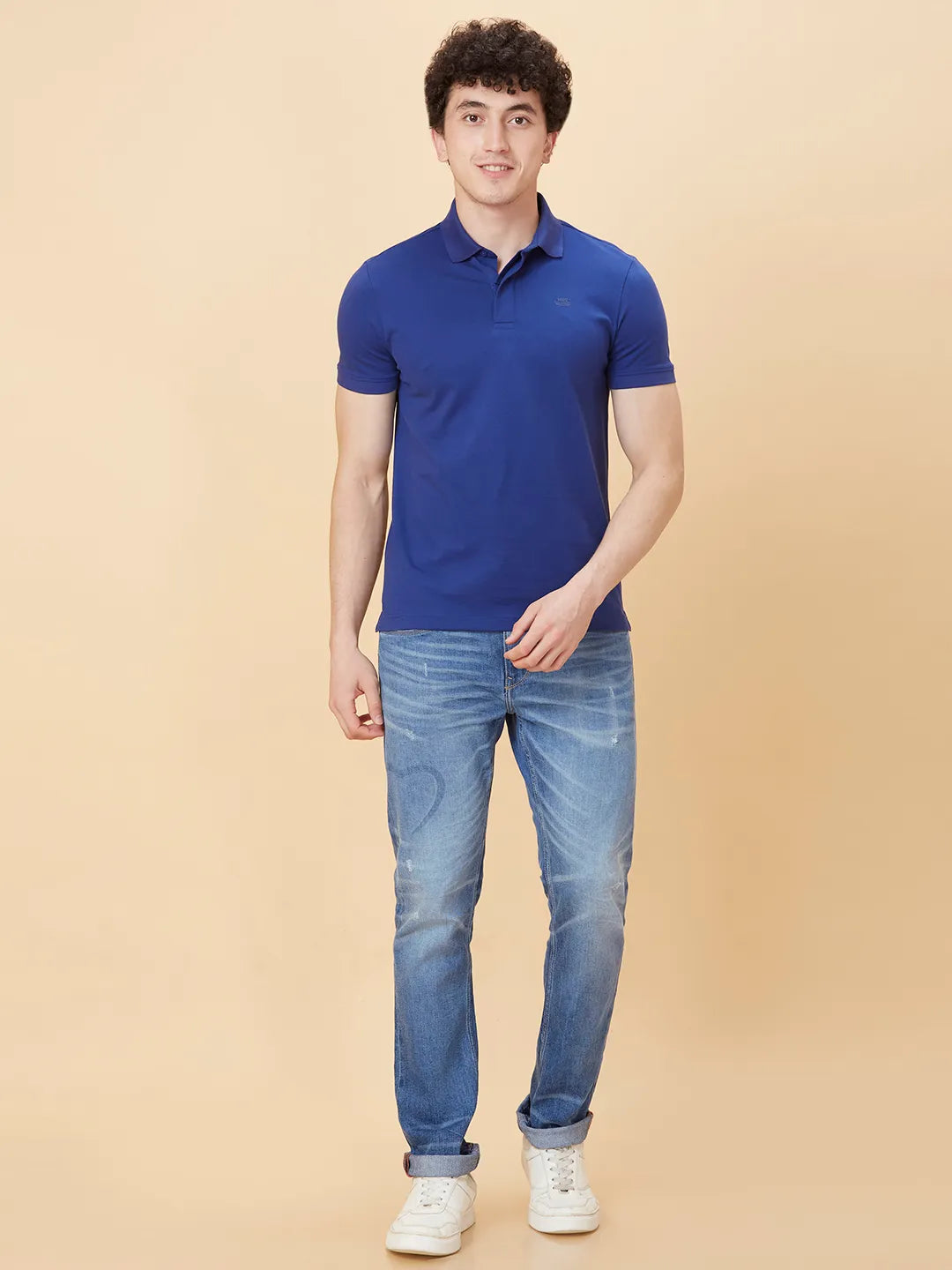 Blue Regular Fit Men's Polo T-Shirt by Being Human Clothing