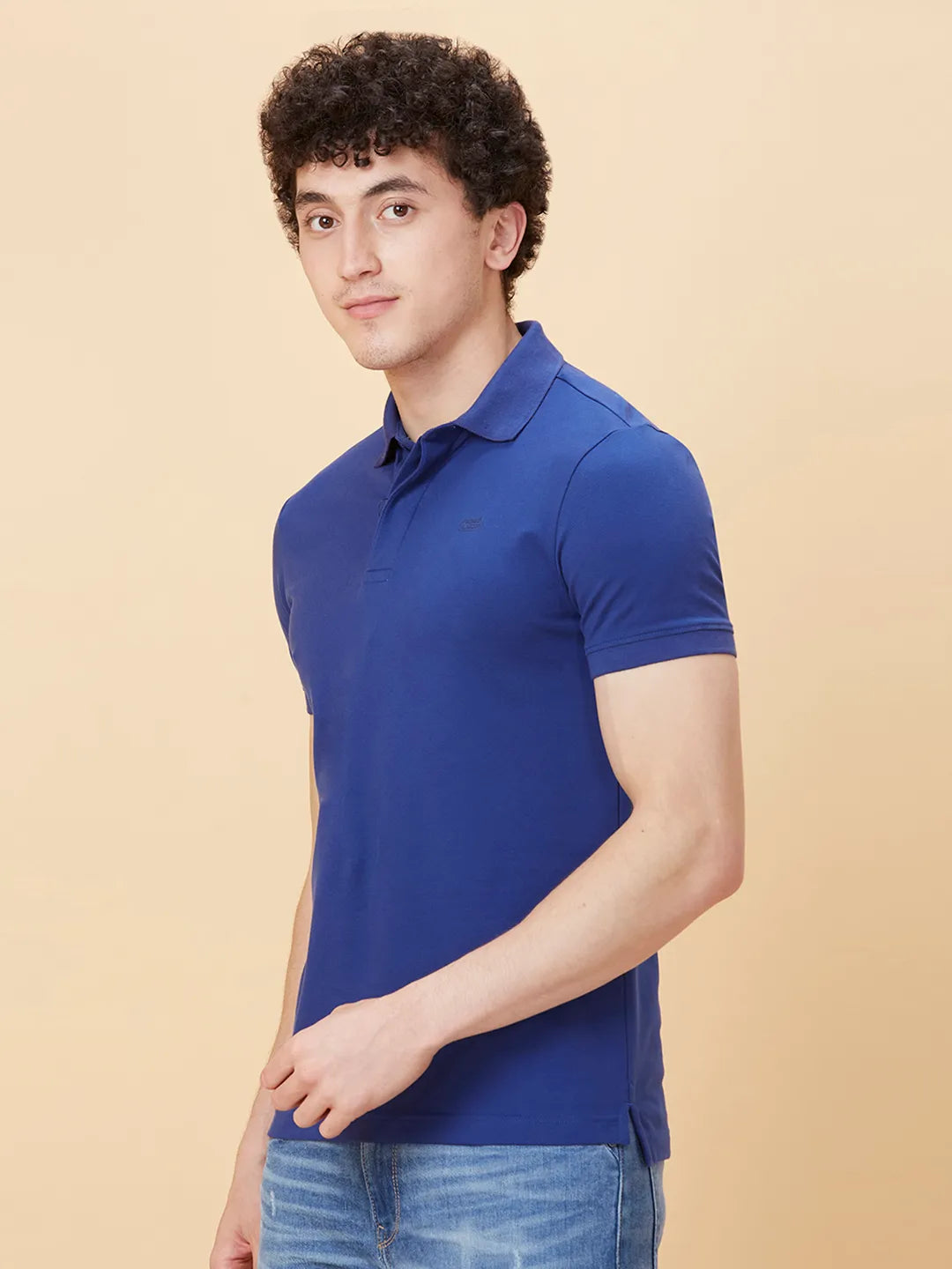 Blue Regular Fit Men's Polo T-Shirt by Being Human Clothing