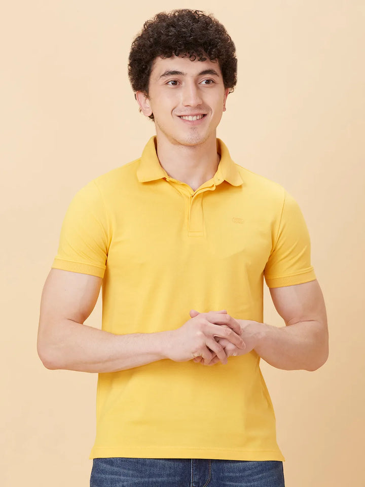 Yellow Regular Fit Men's Polo T-Shirt