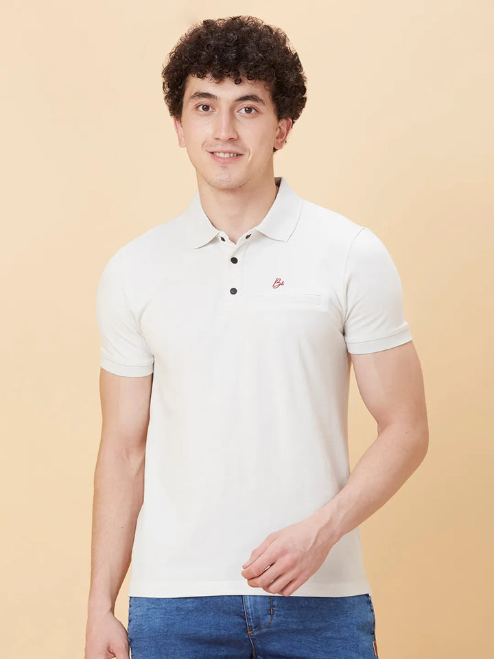 Grey Regular Fit Men's Polo T-Shirt