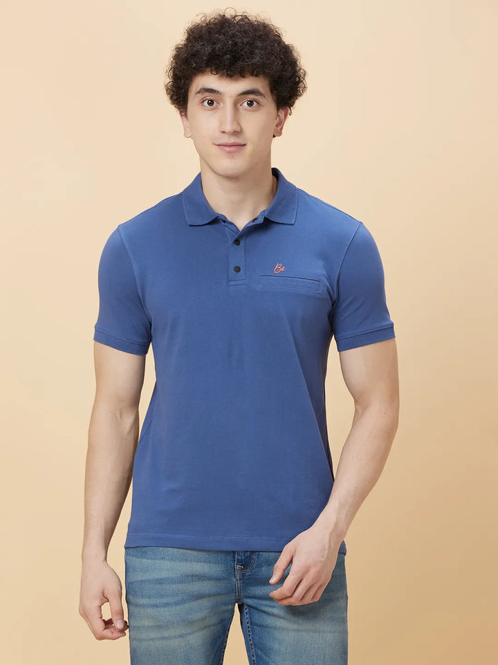Blue Regular Fit Men's Polo T-Shirt