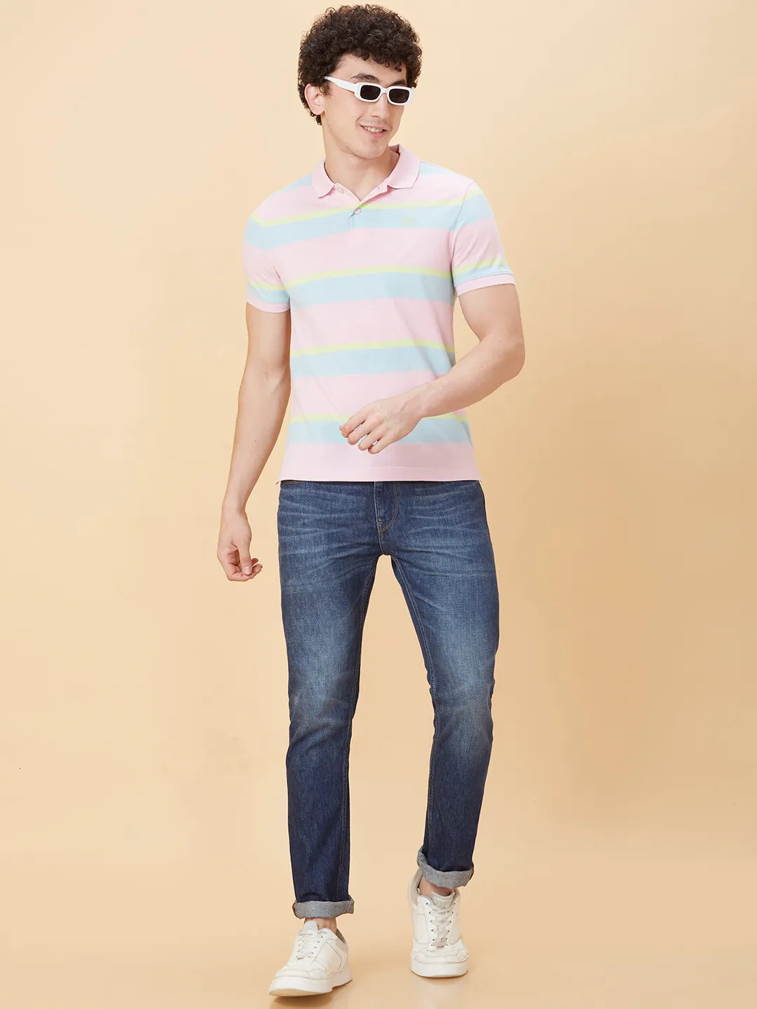 Pink Regular Fit Men's Polo T-Shirt by Being Human Clothing
