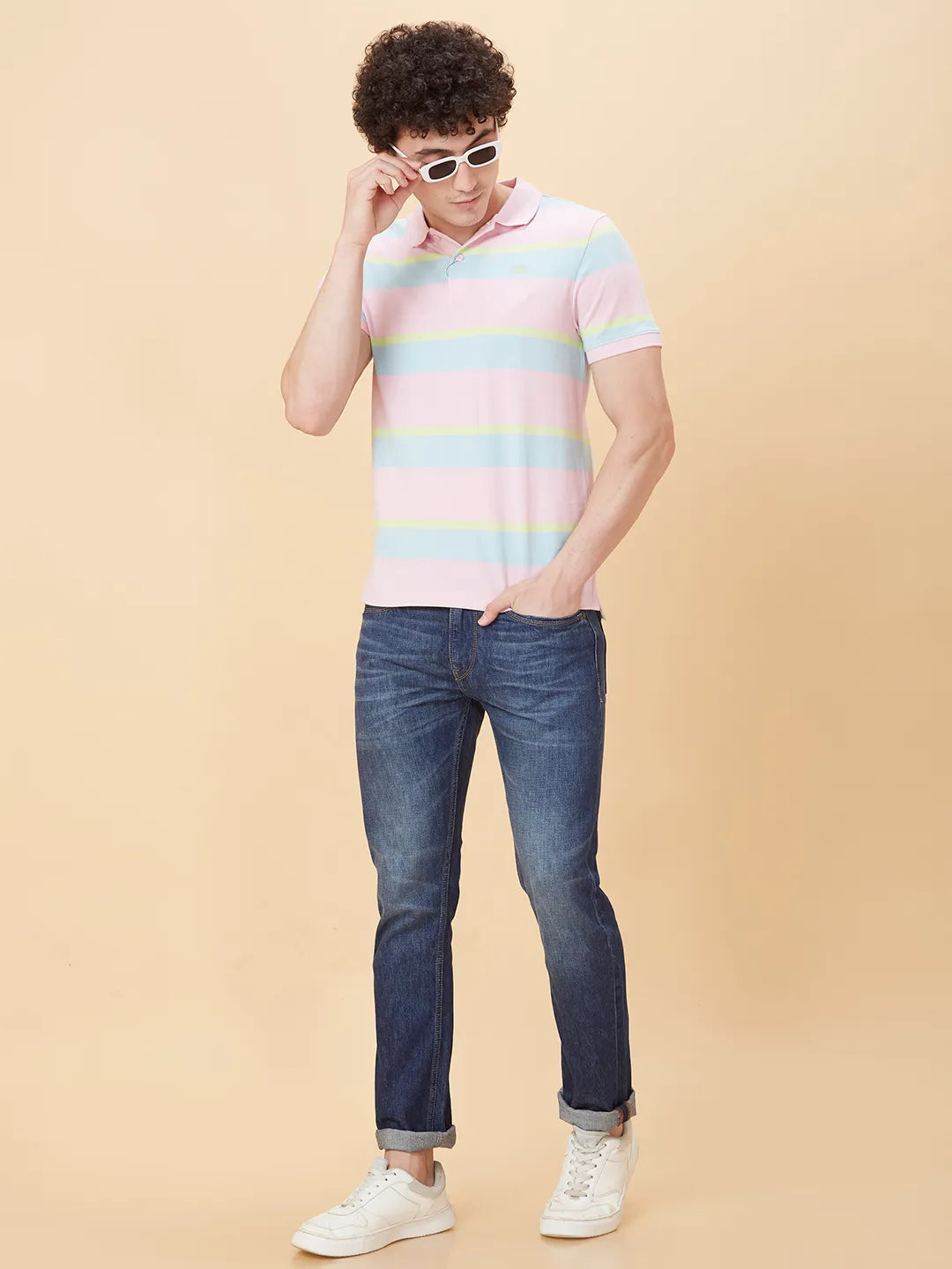 Pink Regular Fit Men's Polo T-Shirt by Being Human Clothing
