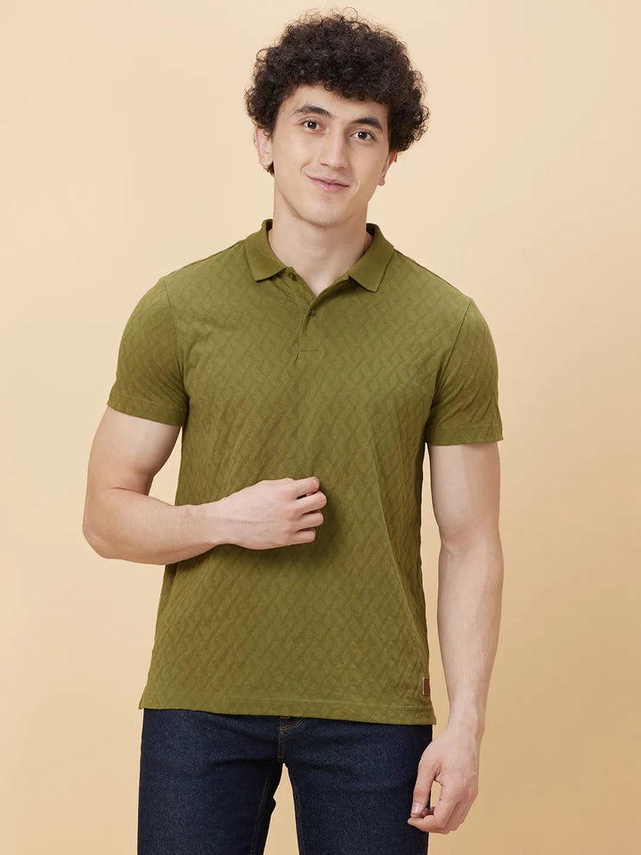 Olive Regular Fit Men's Polo T-shirt