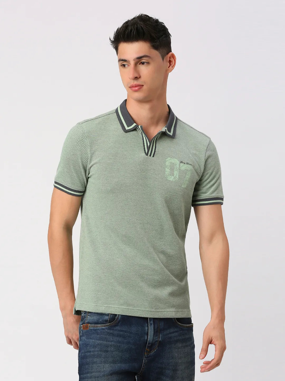 Green Regular Fit Men's Polo T-Shirt by Being Human Clothing