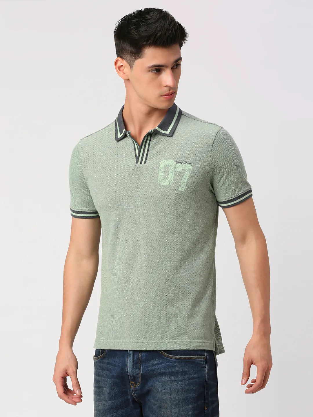 Green Regular Fit Men's Polo T-Shirt by Being Human Clothing