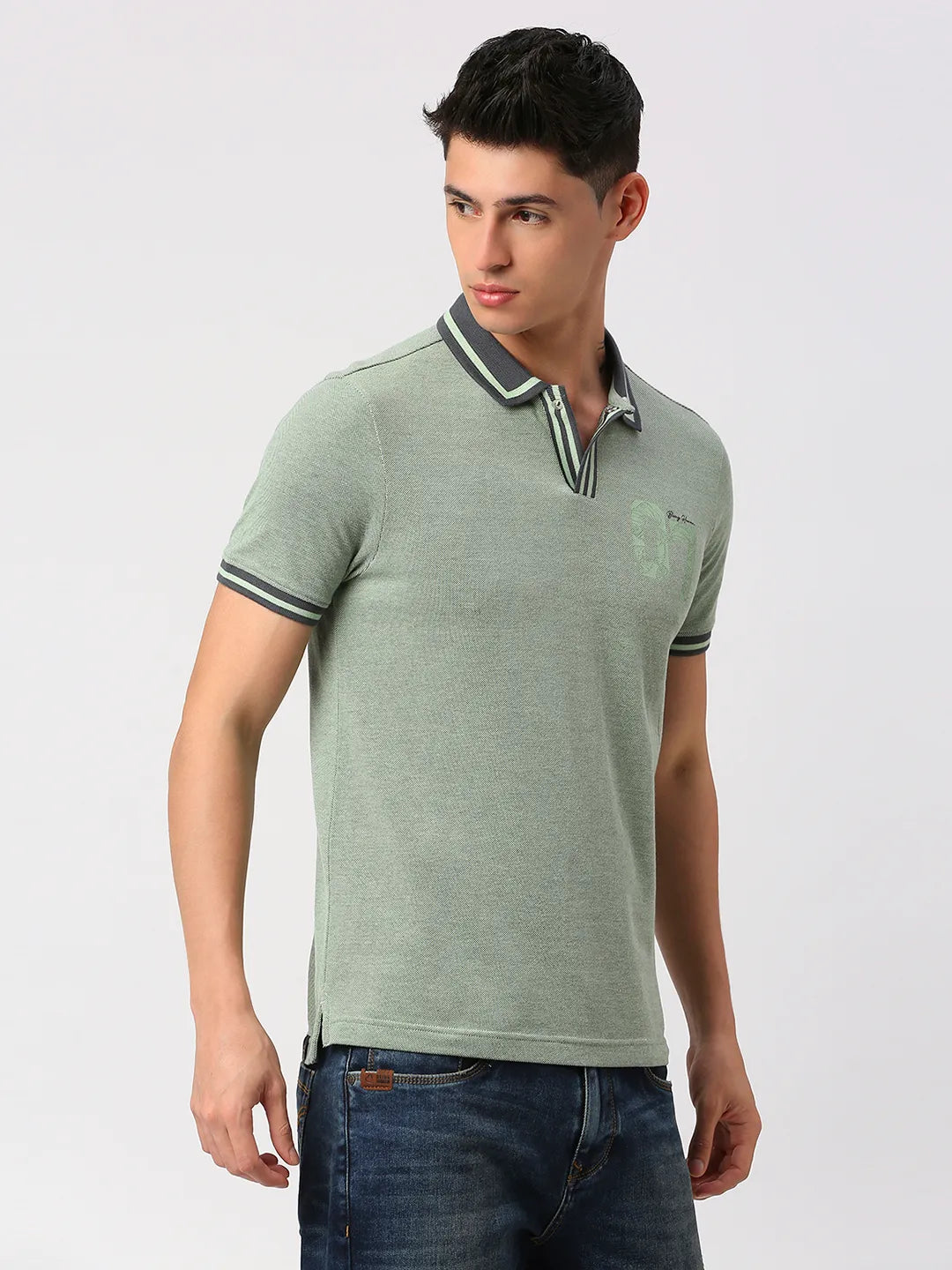Green Regular Fit Men's Polo T-Shirt by Being Human Clothing
