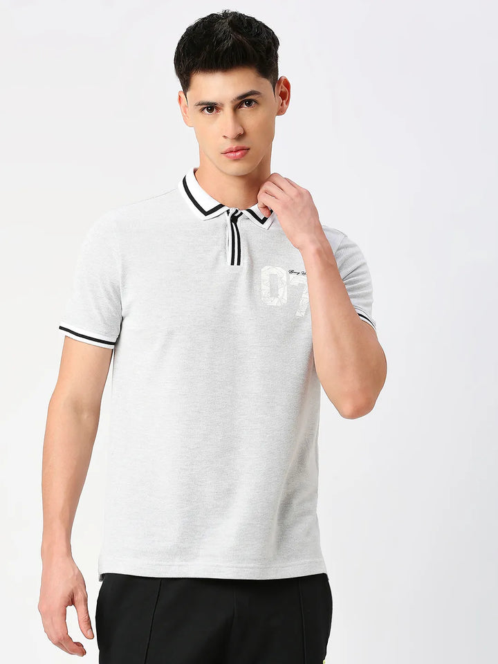 Grey Regular Fit Men's Polo T-Shirt