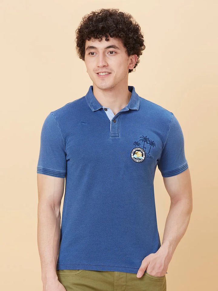 Light Blue Regular Fit Men's Polo T-shirt by Being Human Clothing