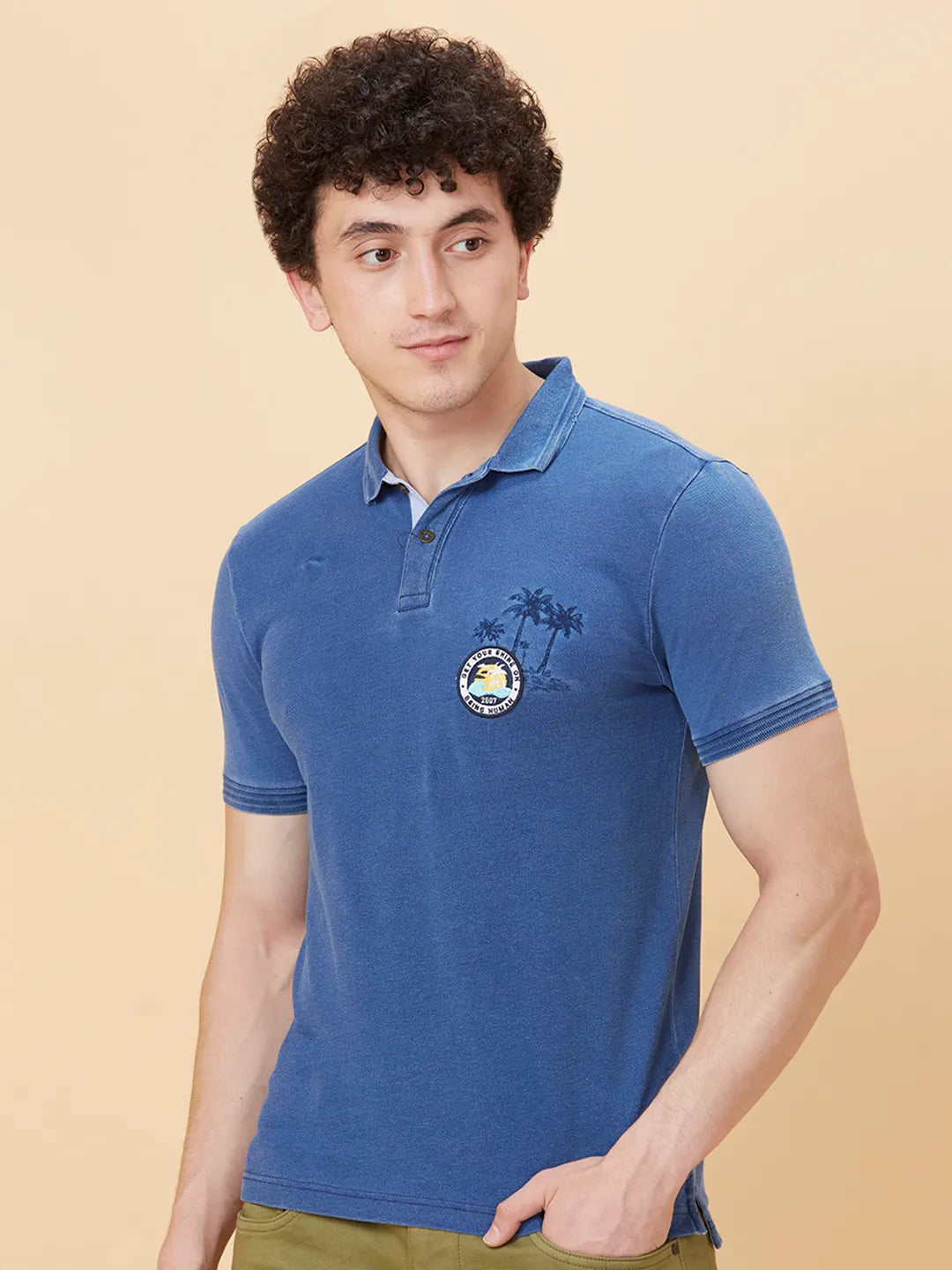 Being Human Clothing Men Regular Fit T-Shirts-Light Blue