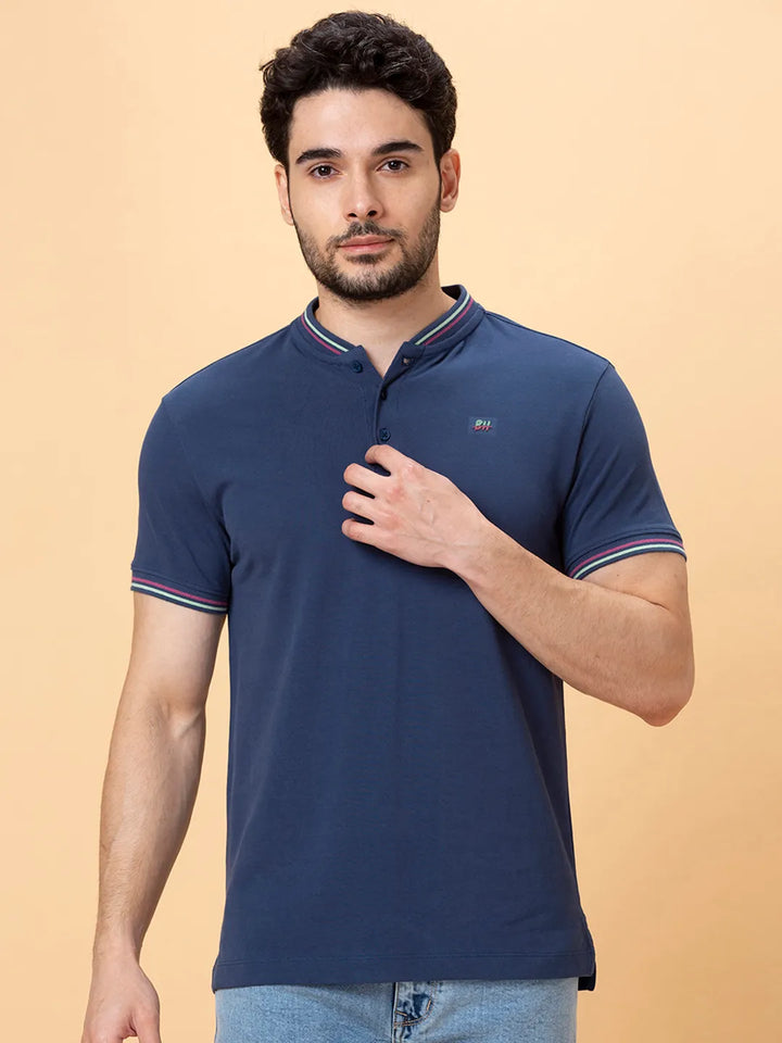 Blue Regular Fit Men's Polo T-Shirt