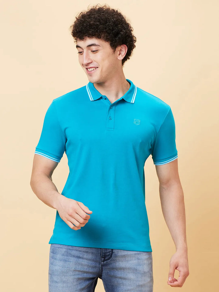 Blue Regular Fit Men's Polo T-Shirt