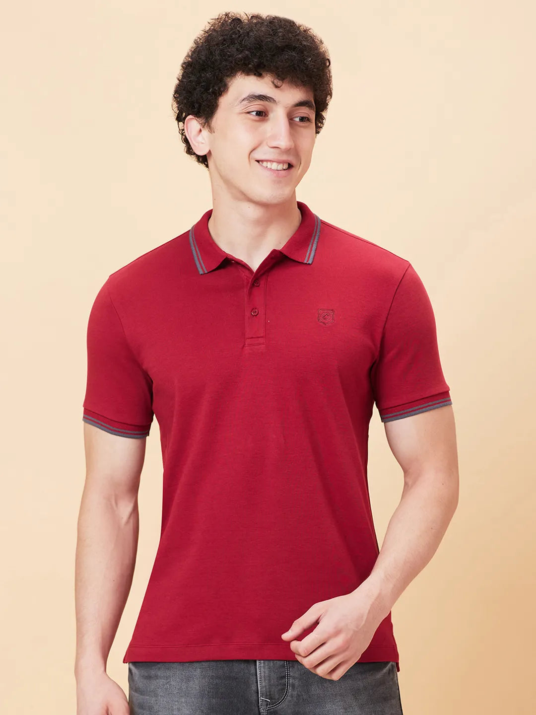 Maroon Regular Fit Men's Polo T-Shirt by Being Human Clothing