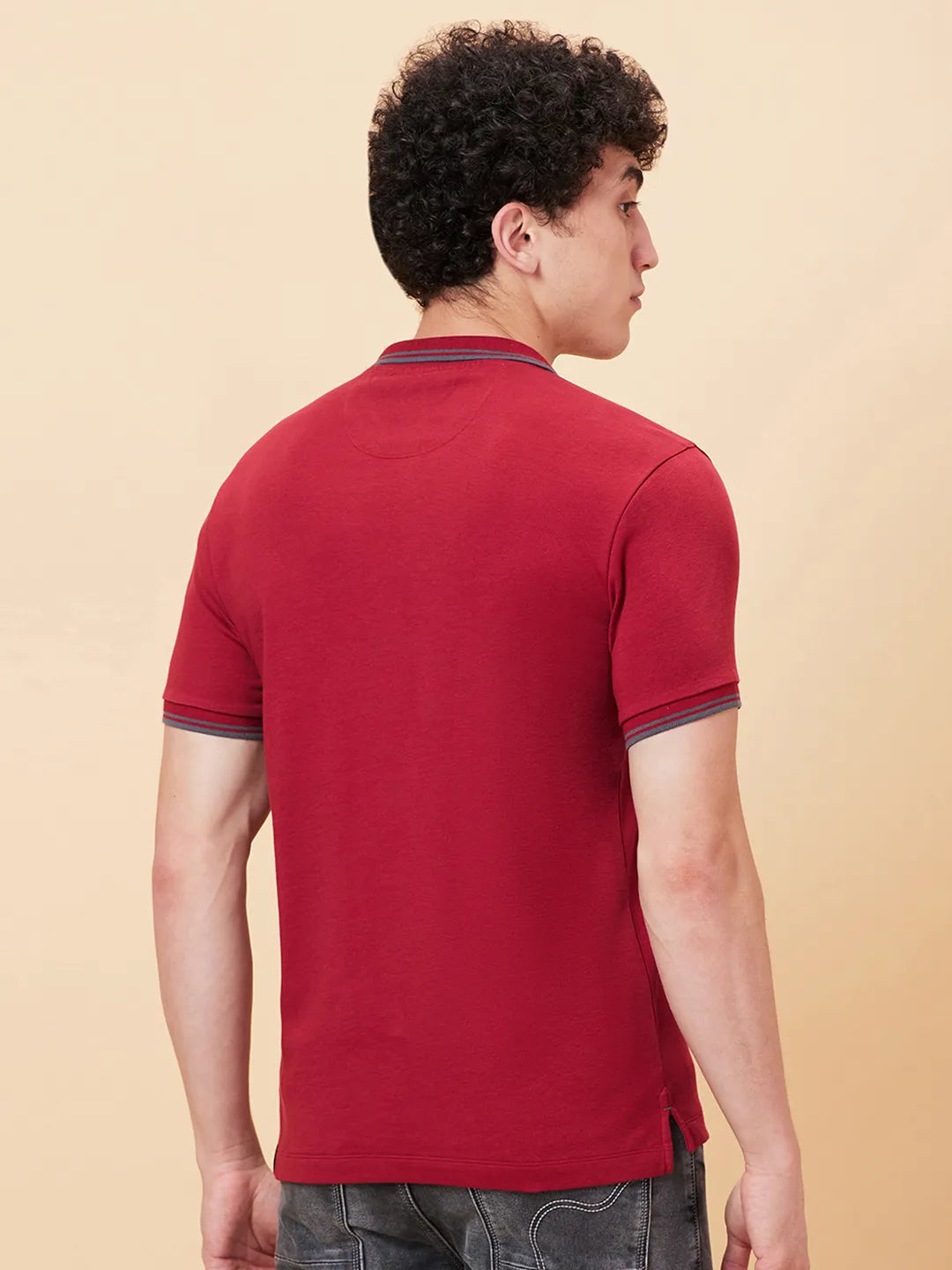 Maroon Regular Fit Men's Polo T-Shirt by Being Human Clothing