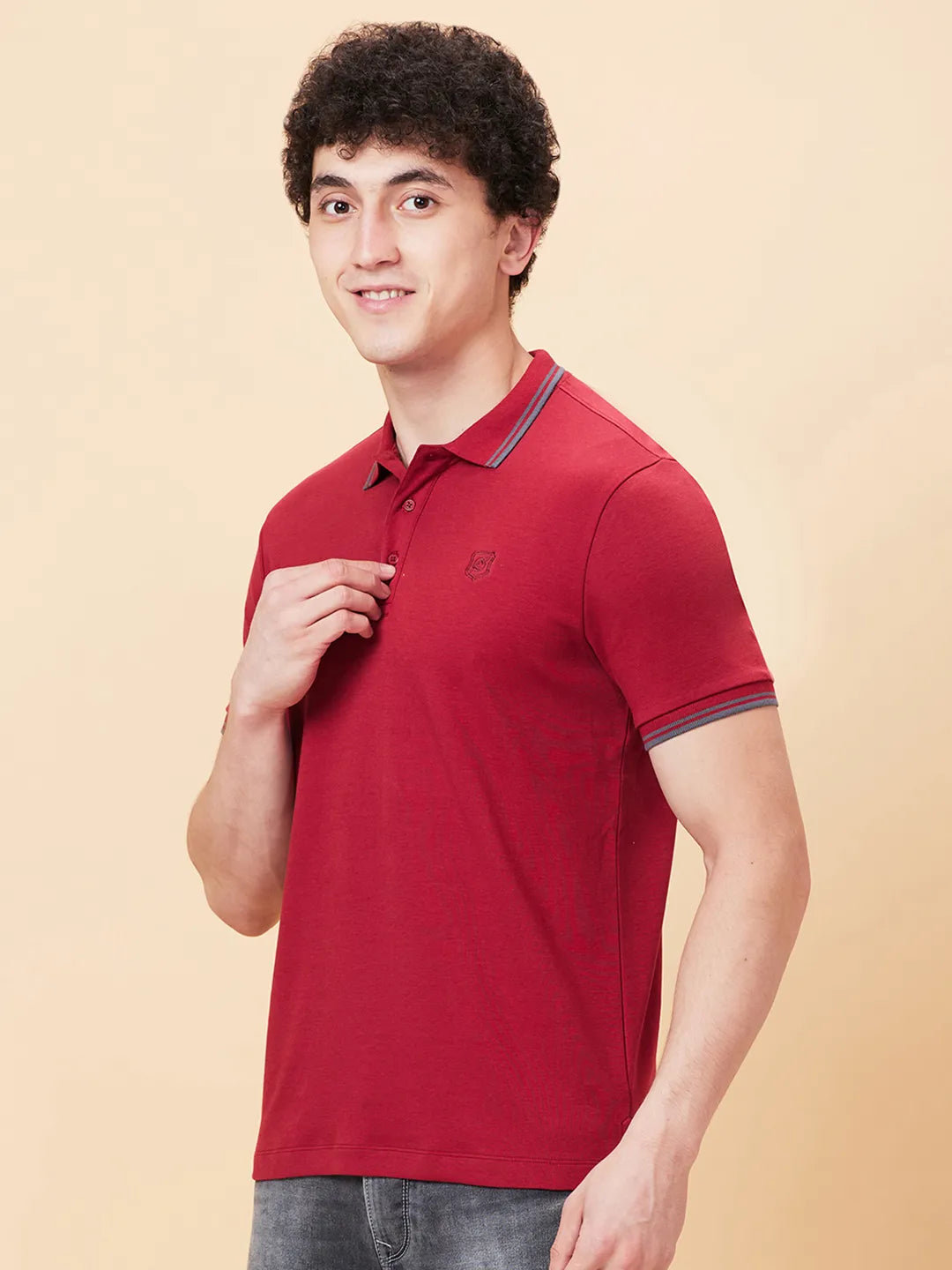 Maroon Regular Fit Men's Polo T-Shirt by Being Human Clothing