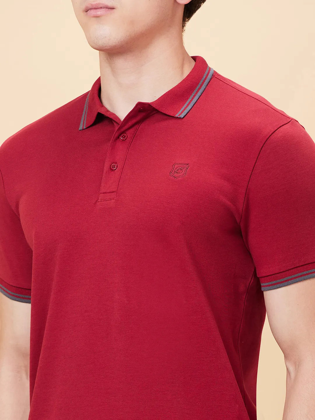 Maroon Regular Fit Men's Polo T-Shirt by Being Human Clothing