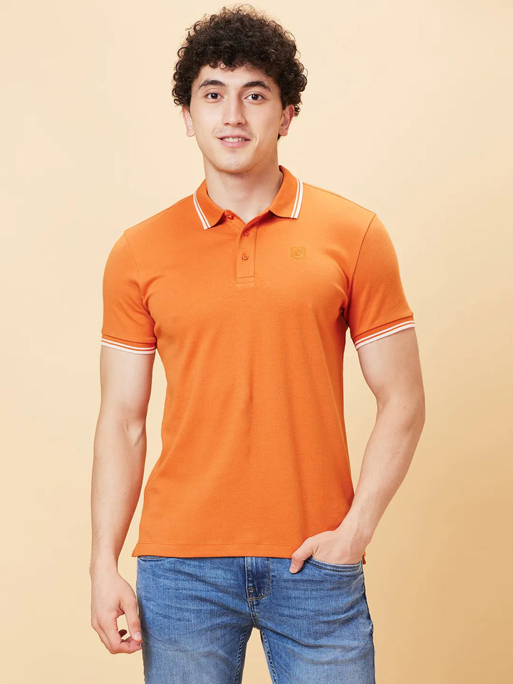 Brown Regular Fit Men's Polo T-Shirt